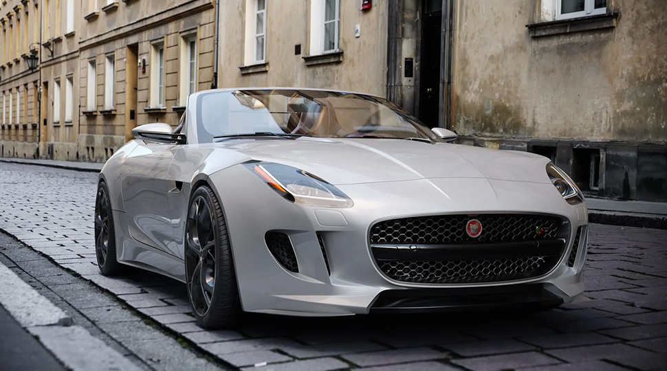 A grey sports car 3d render