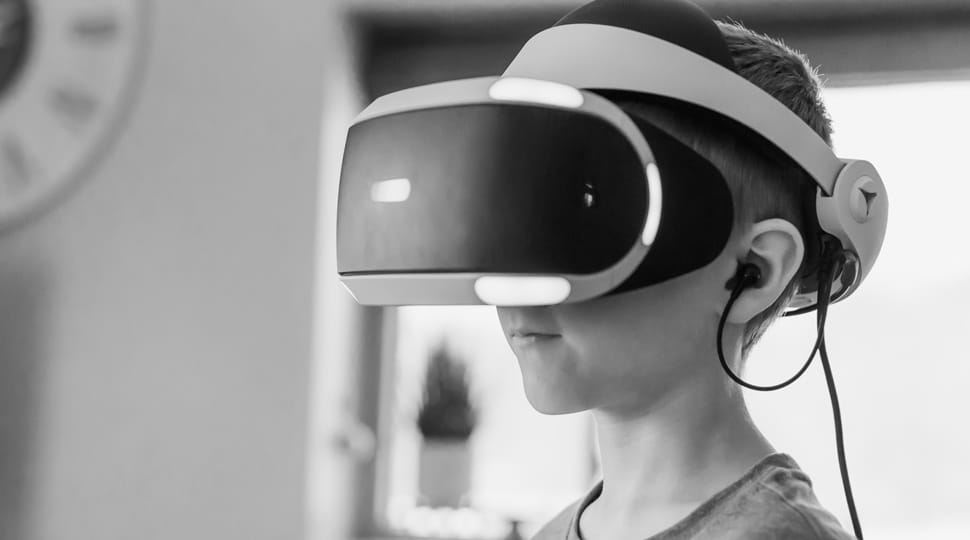 a kid using virtual reality