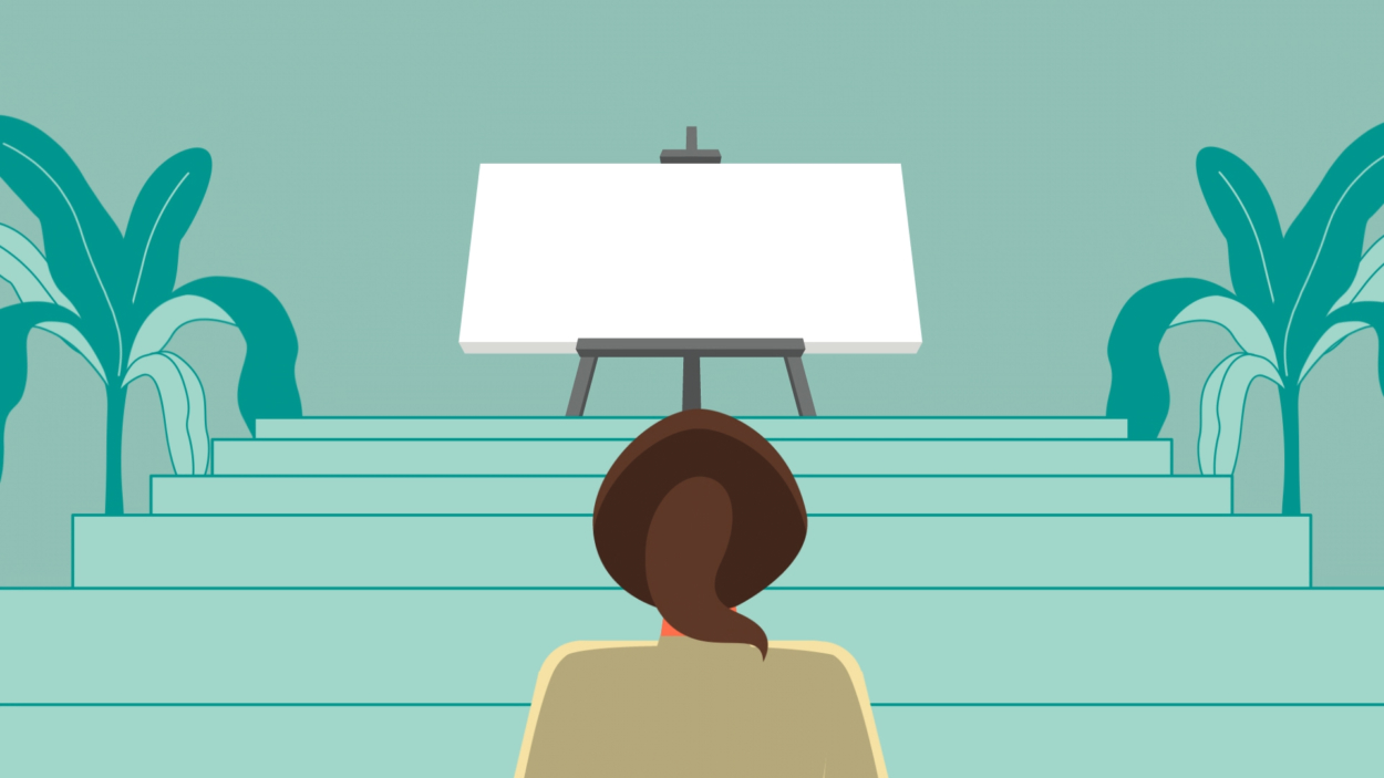 Main Character Looking at Canvas