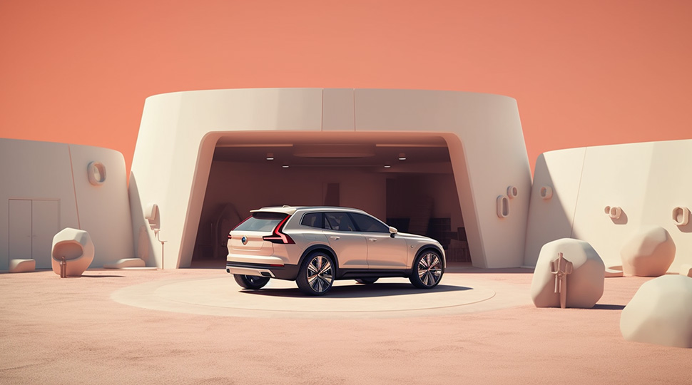 Car video advertisement with animation minimalistic