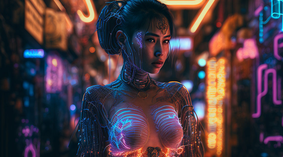 Cyber theme video shoot scene