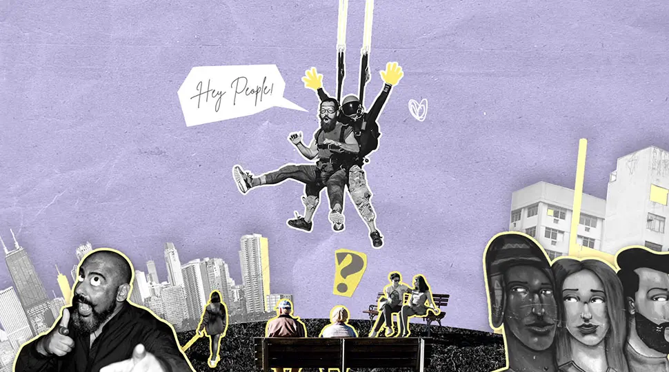 Landing In City Pilot Collage Animated