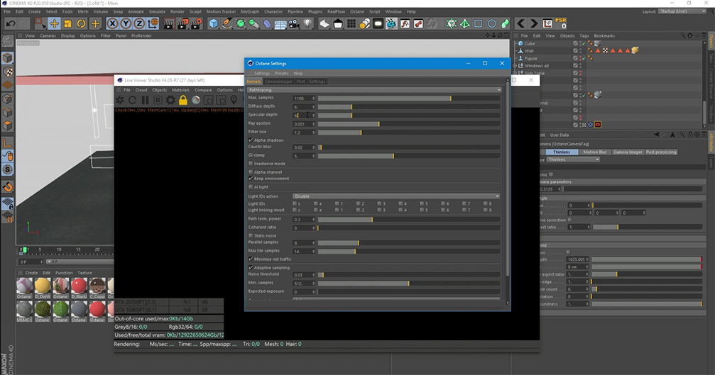 octane renderer settings