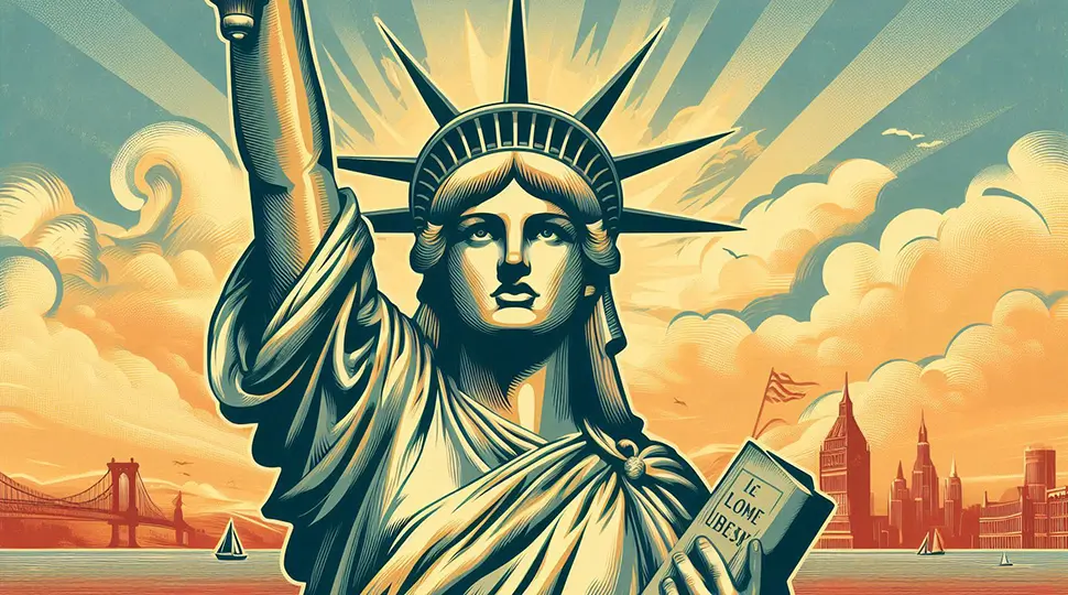 Statue liberty in Nostalgic propaganda Illustrations