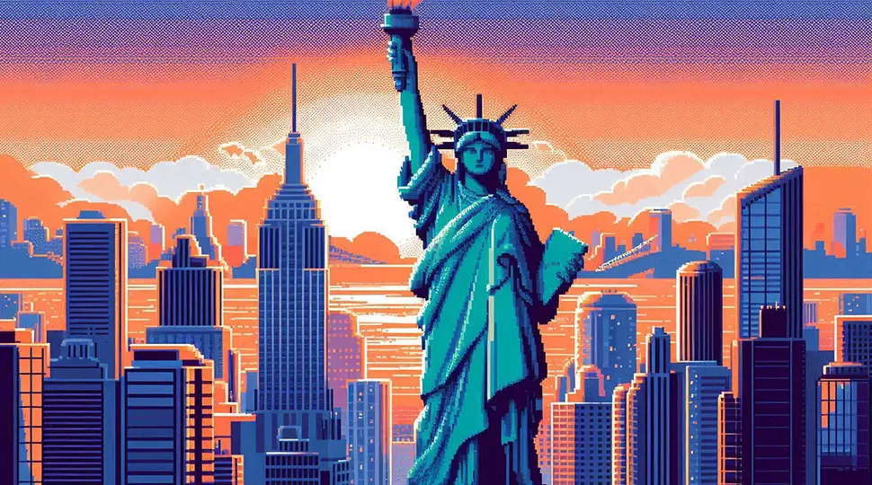 Statue liberty Pixel Art Illustrations style