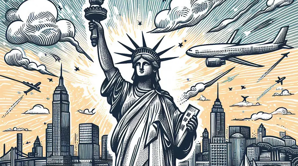 Statue liberty Doodle Line Art style