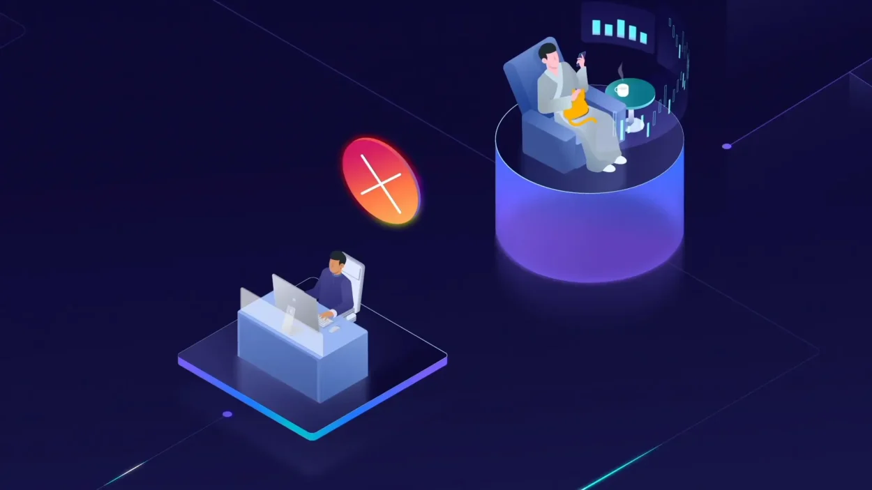 Isometric scene with characters