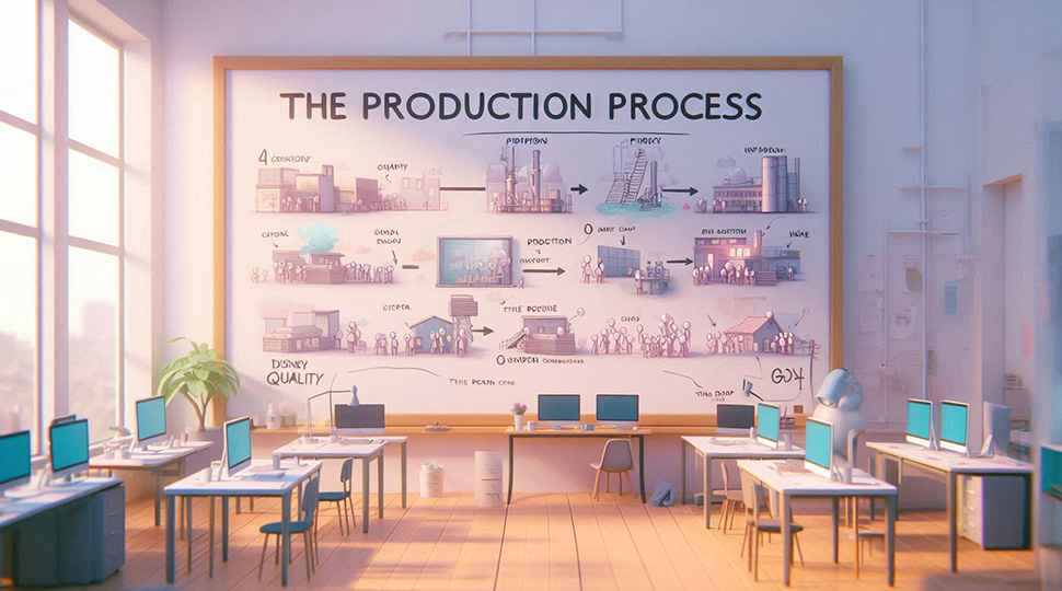 The 3d production process on whiteboard