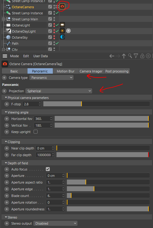 Octane Camera Projection