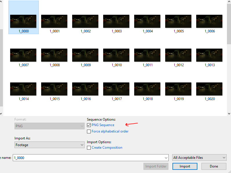Import 3D sequence into AfterEffects