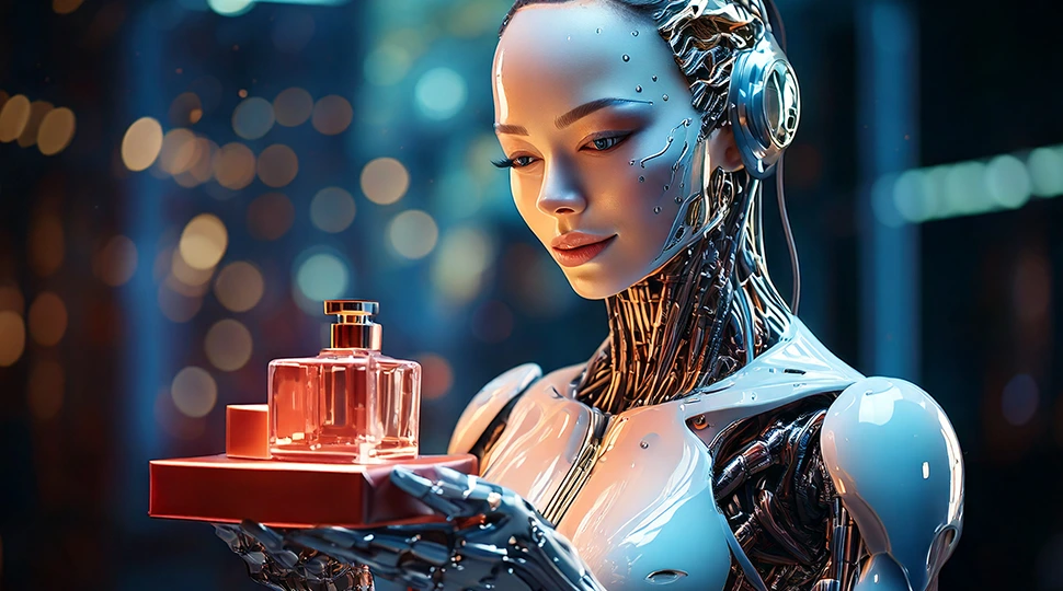 An AI robot is selling Perfume female